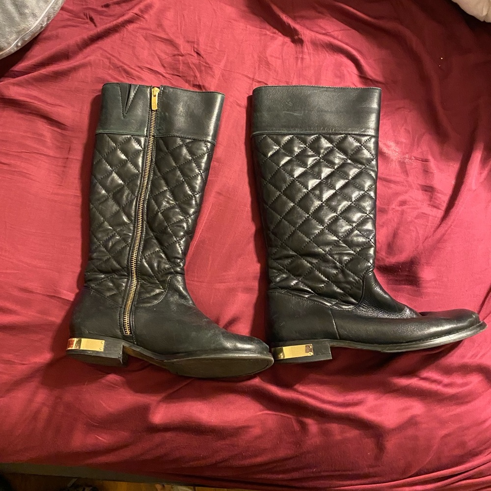 Vince Camuto Quilted Leather Black Fianna boots